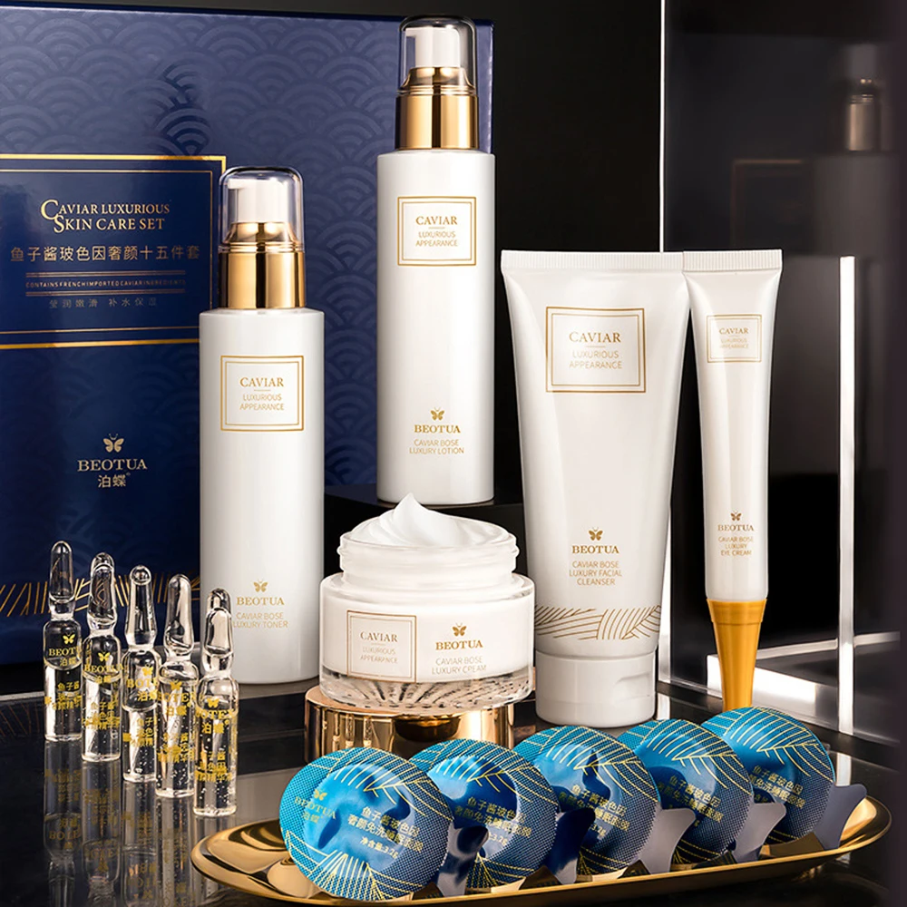15PCS Caviar Skin Care Set Fac - đánh giá và giá Oligopeptide Wrinkle
